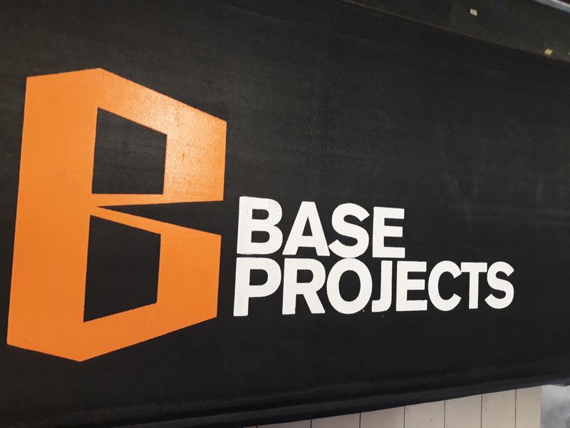 Shadenet barrier printed with company branding