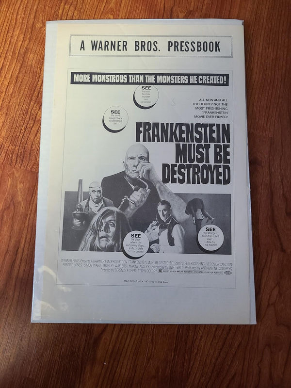 Frankenstein Must Be Destroyed - Press Books