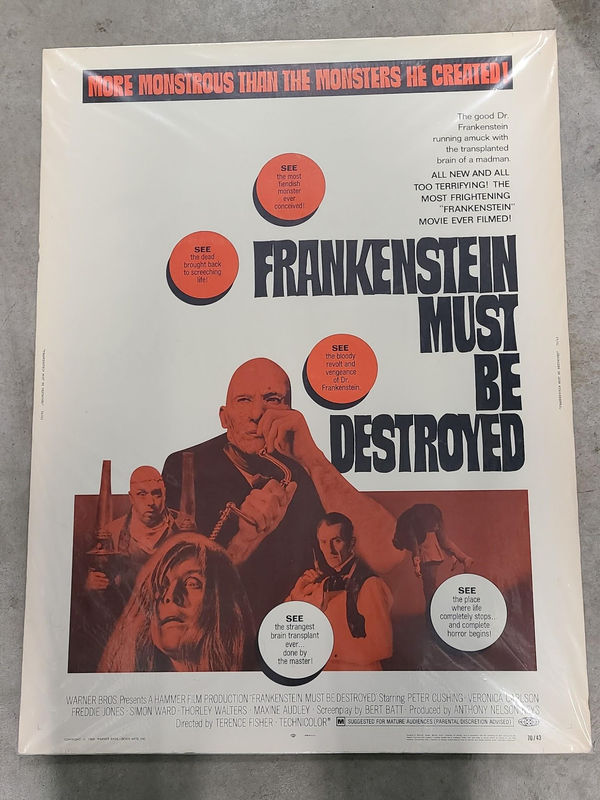 Frankenstein Must be Destroyed - UK/US 30x40