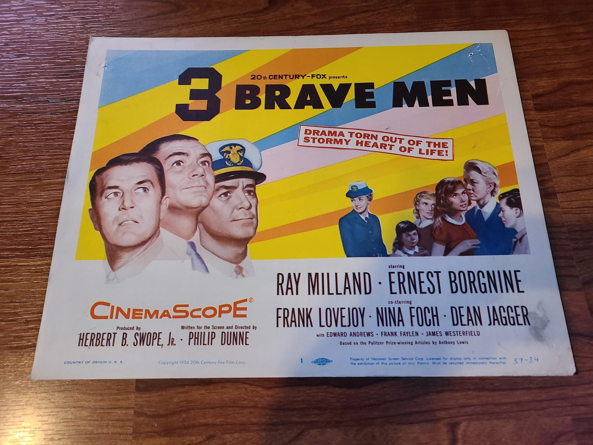 3 Brave Men 1957 Military/Aviation Lobby Cards