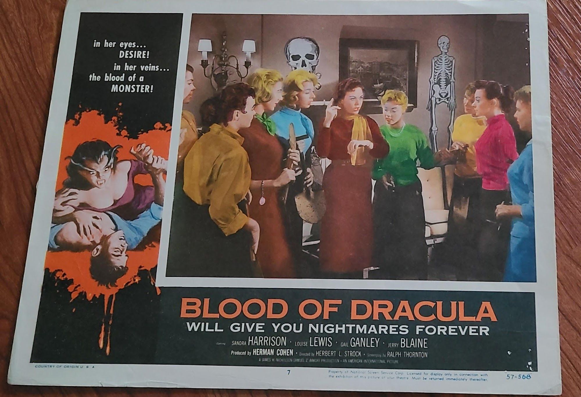 Blood Of Dracula 1957 Scifi/Horror