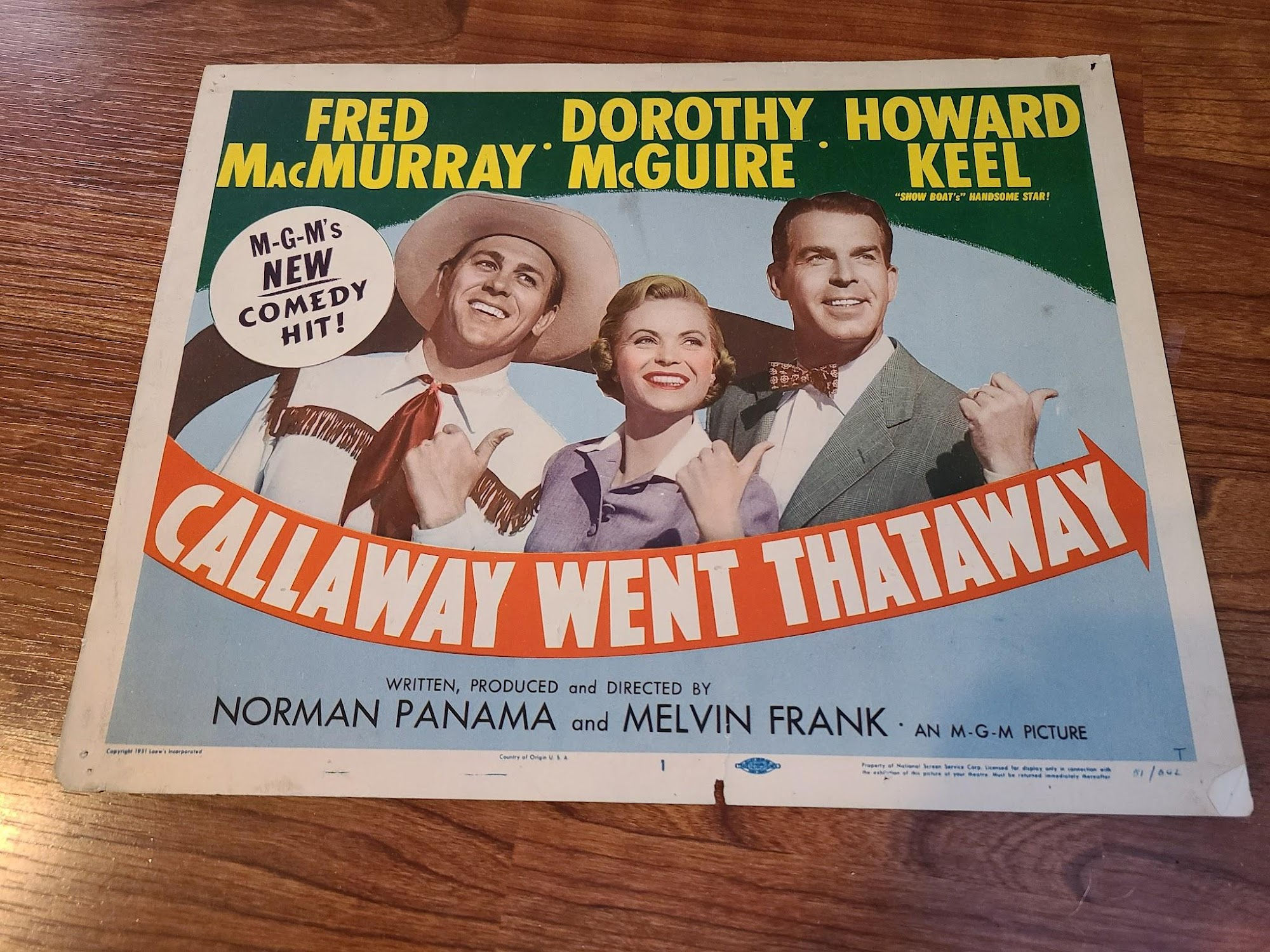 Callaway Went Thataway 1951 Title Cards