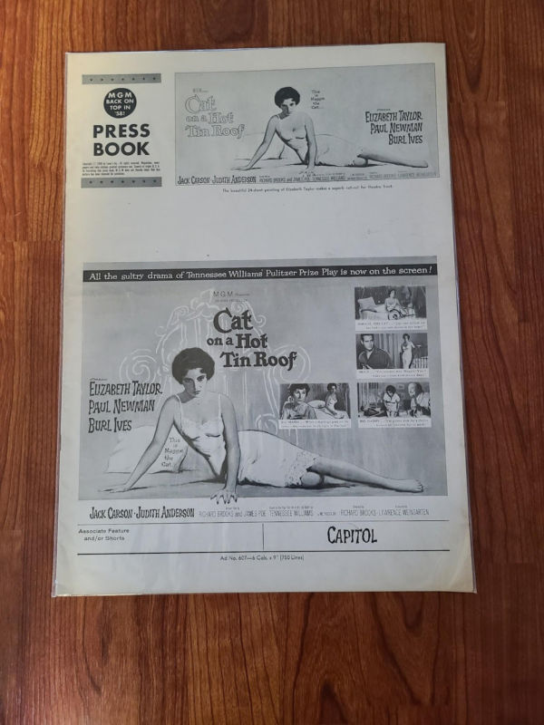 Cat On A Hot Tin Roof 1958 Press Books