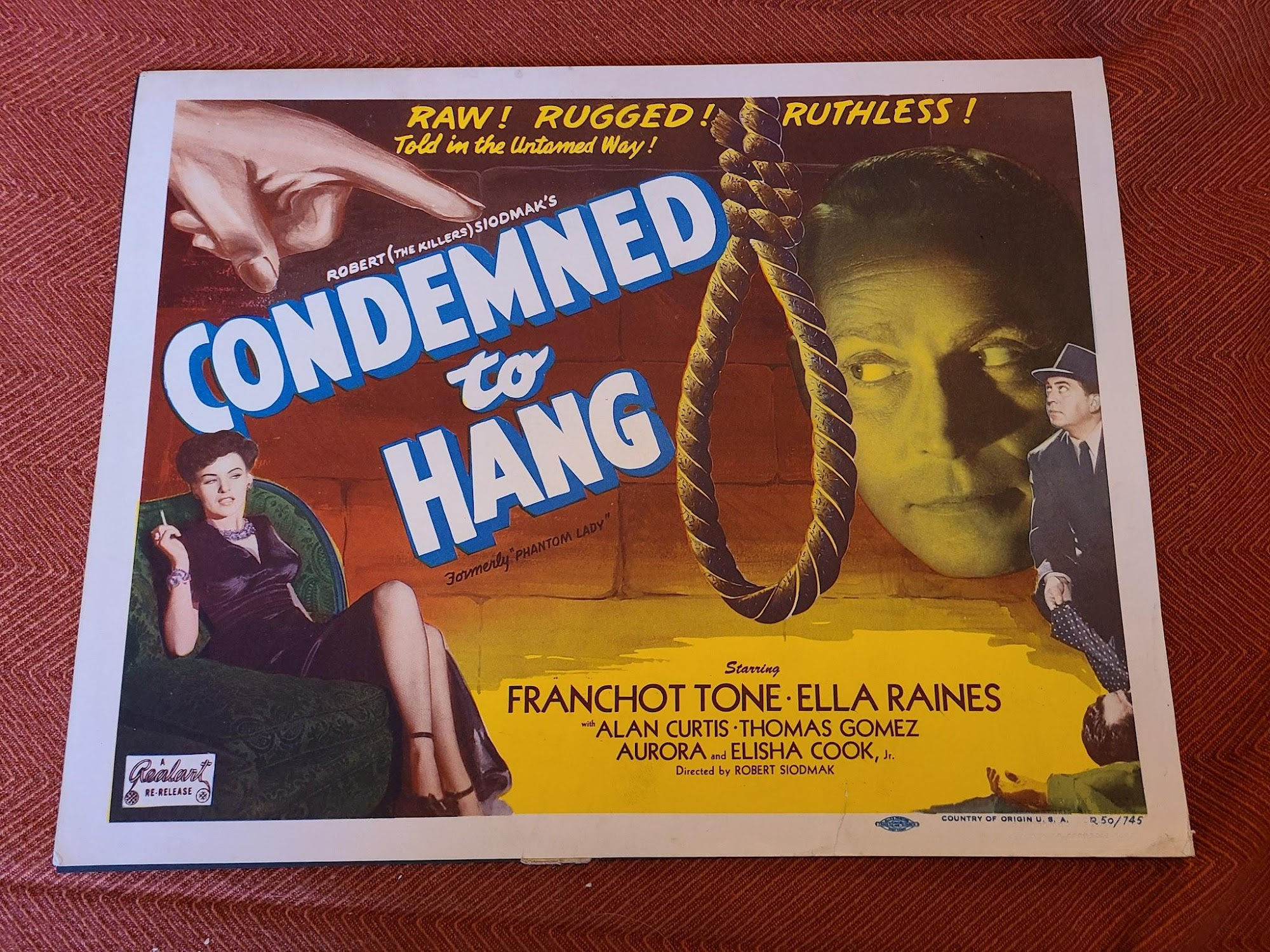 Condemned To Hang 1944 General Lobby Cards