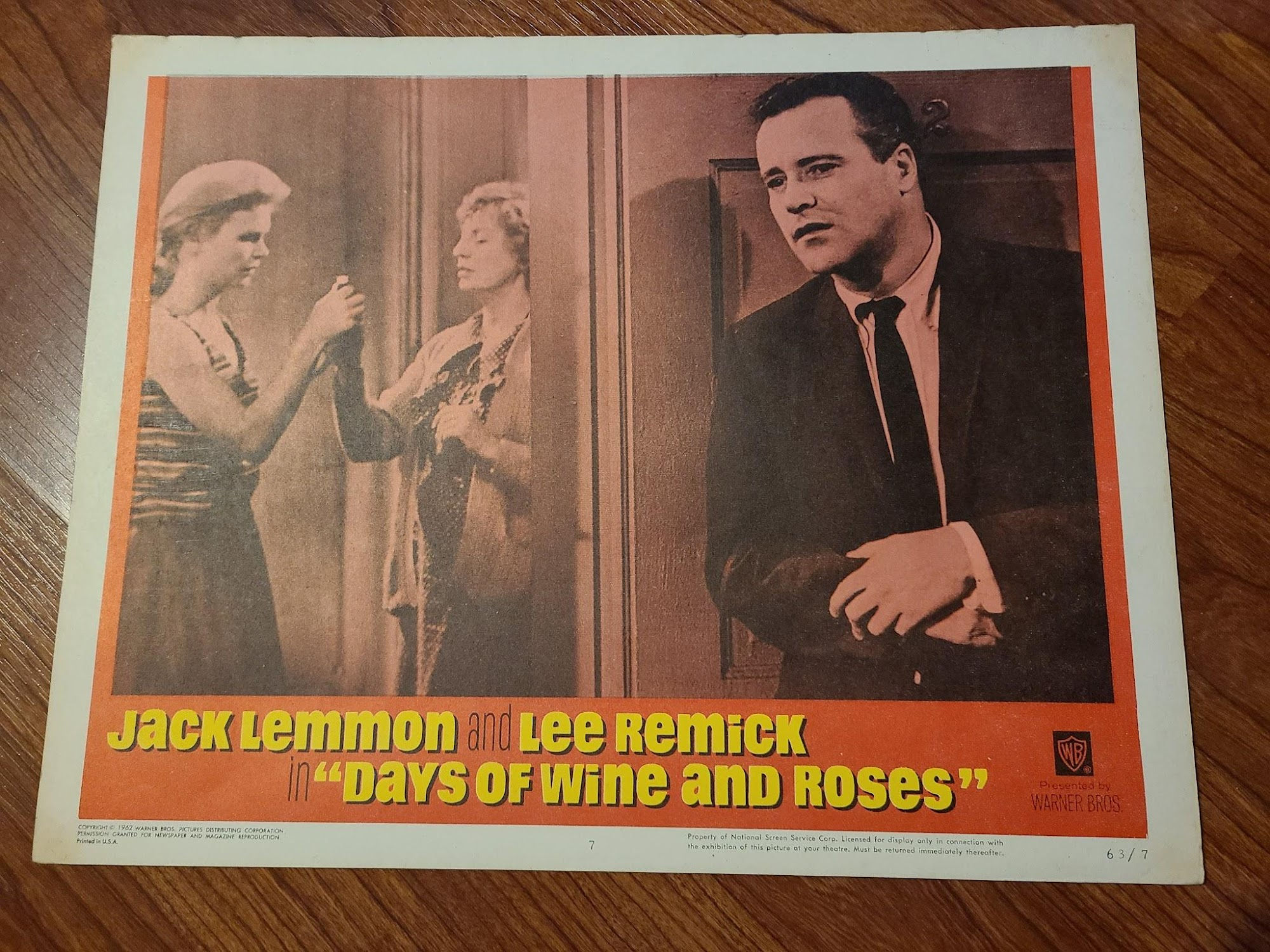 Days of Wine and Roses 1962 General Lobby Cards