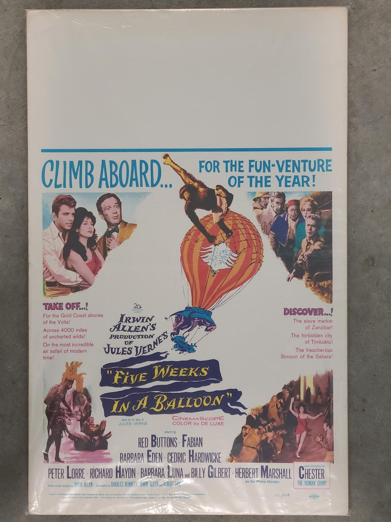 Five Weeks In A Balloon 1962 Window Cards
