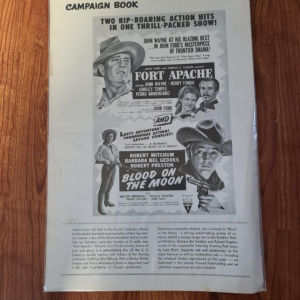 Fort Apache/ Blood On The Moon 1948 Press Books