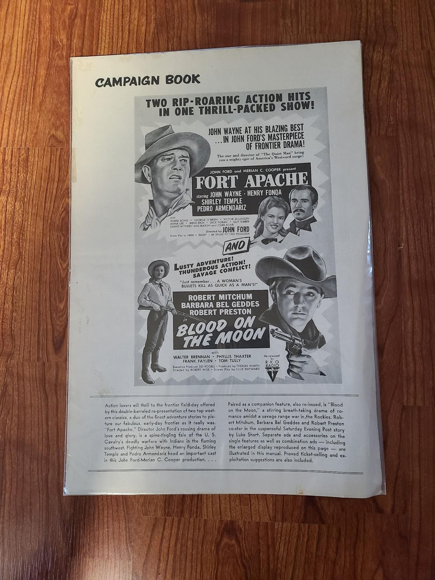 Fort Apache/ Blood On The Moon 1948 Press Books