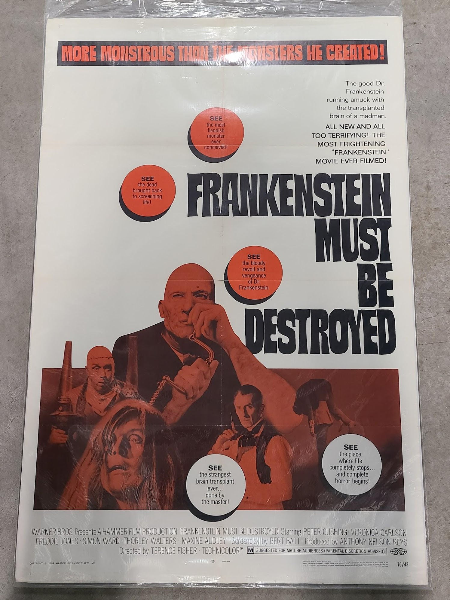 Frankenstein Must Be Destroyed 1970 1 Sheets/US