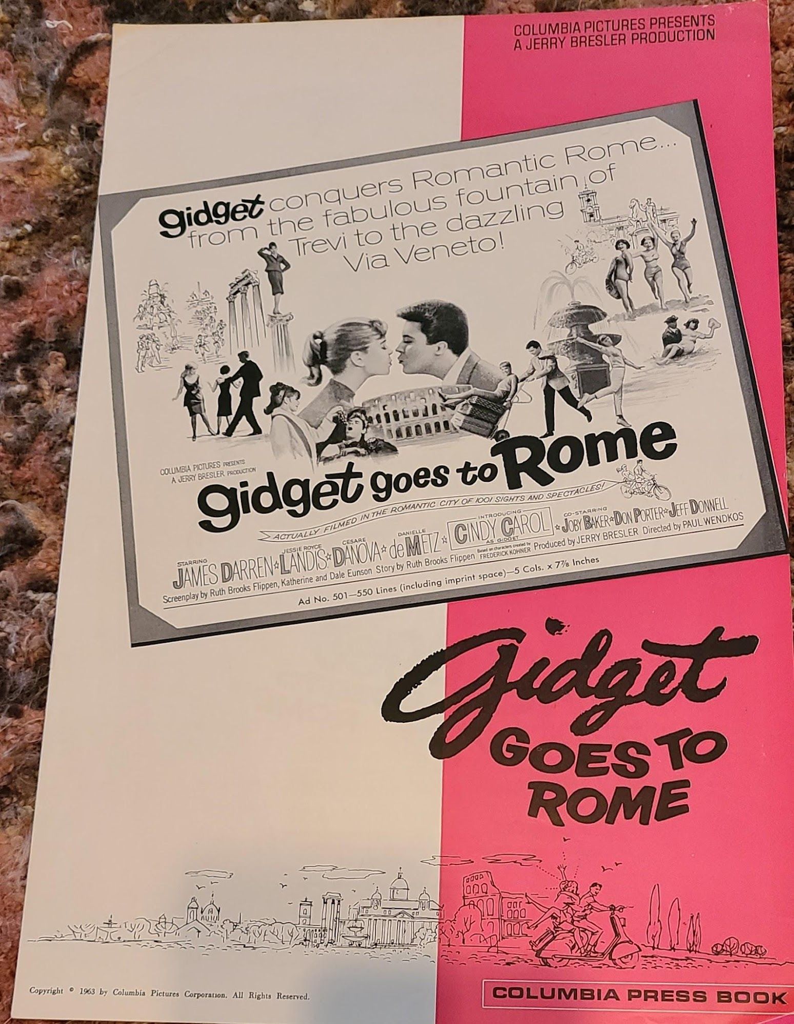 Gidget Goes To Rome 1963 Press Books