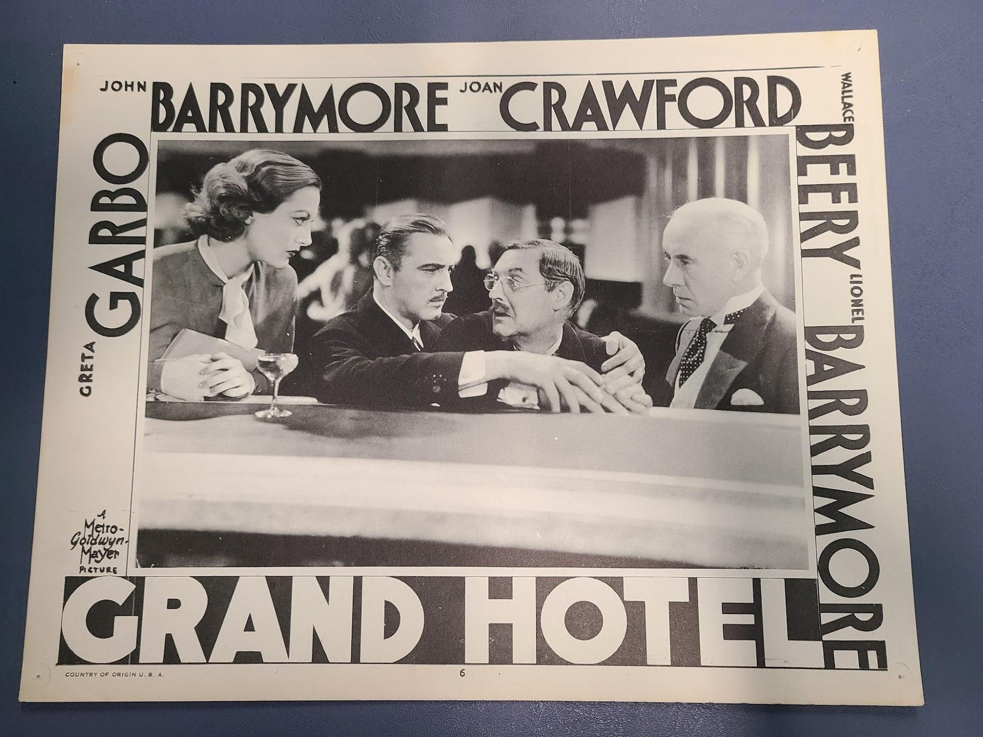 Grand Hotel 1932 General Lobby Cards