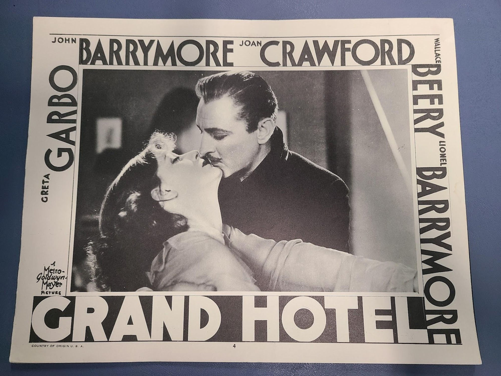 Grand Hotel 1932 General Lobby Cards