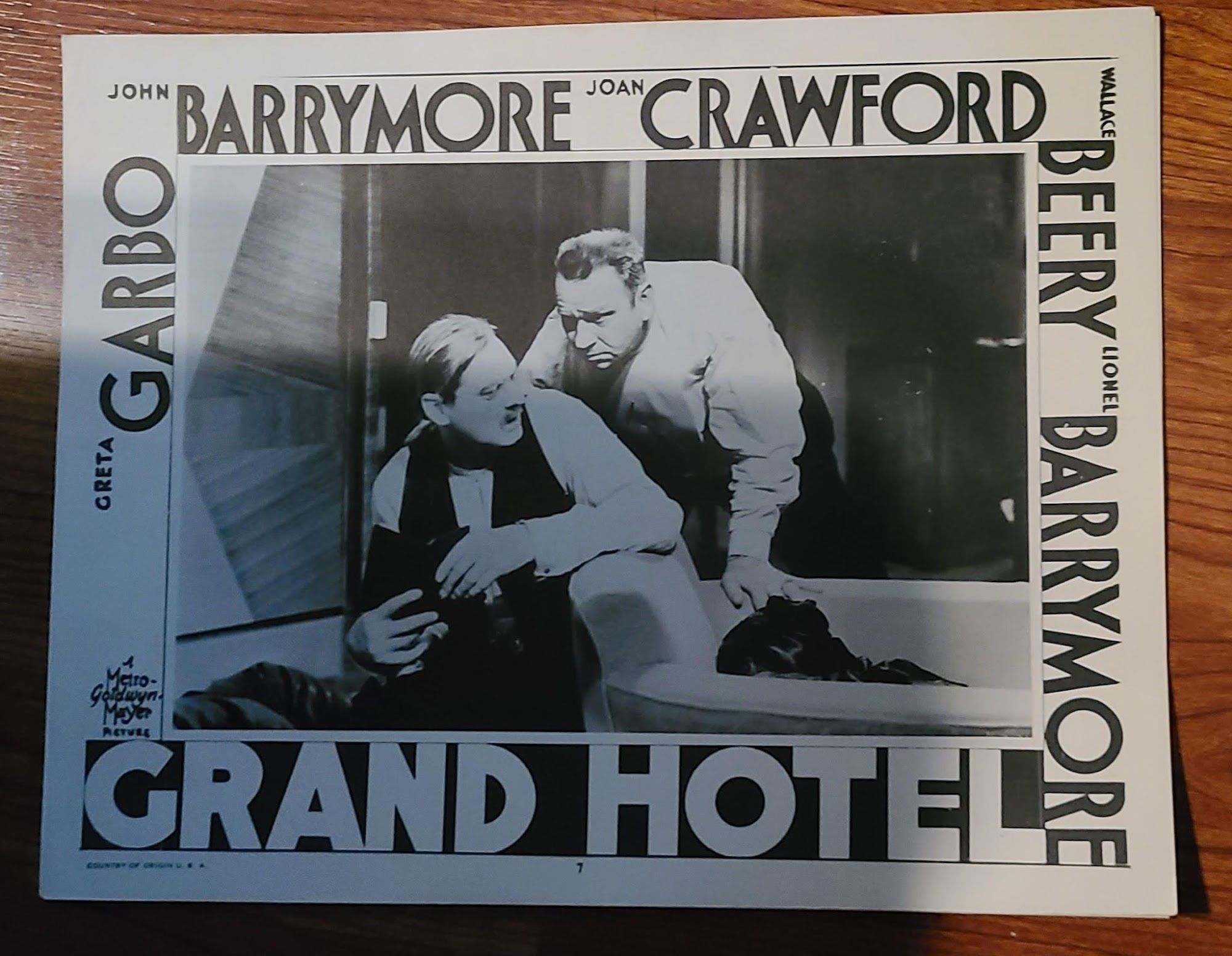 Grand Hotel 1932 General Lobby Cards