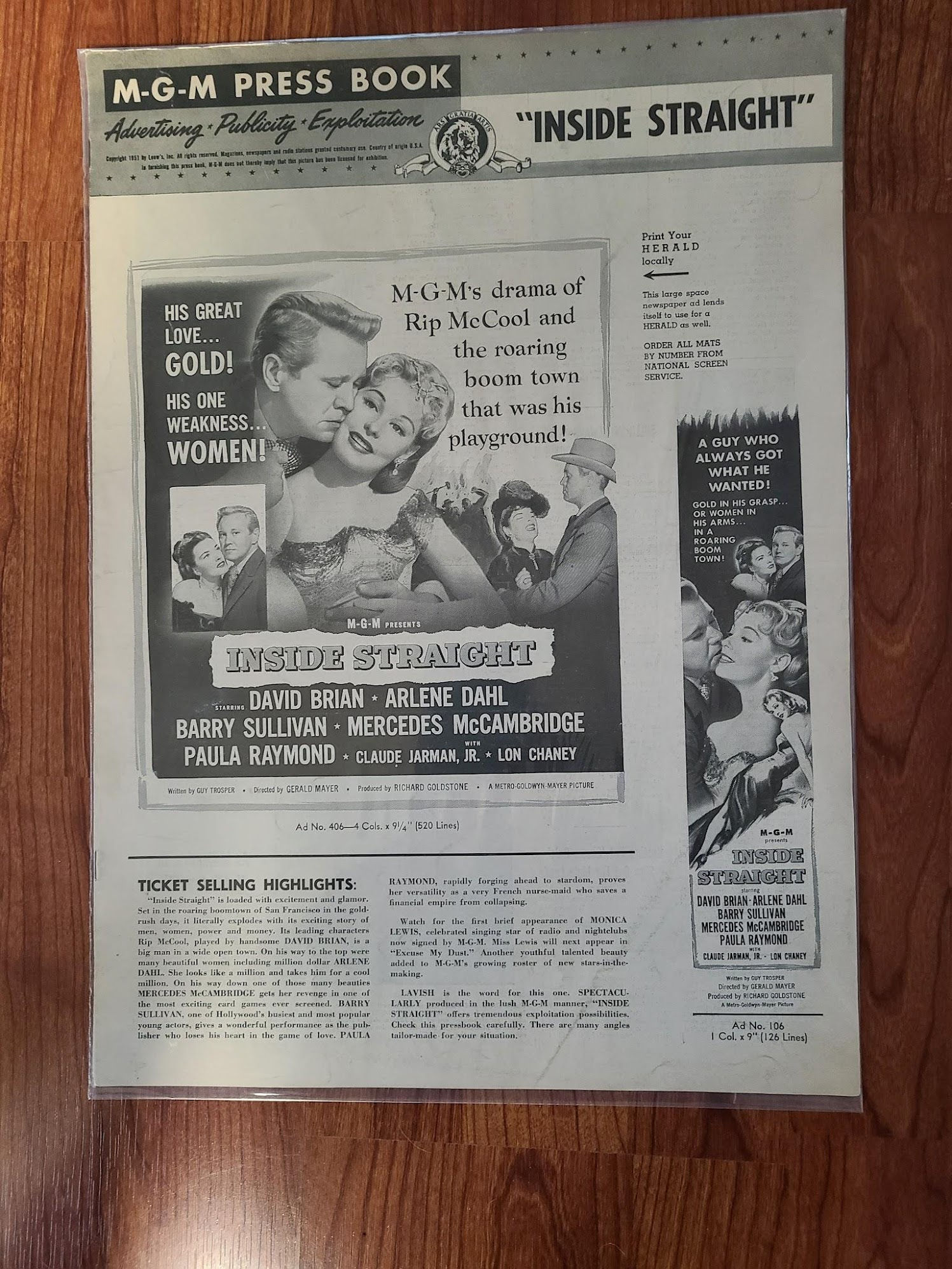 Inside Straight 1951 Press Books