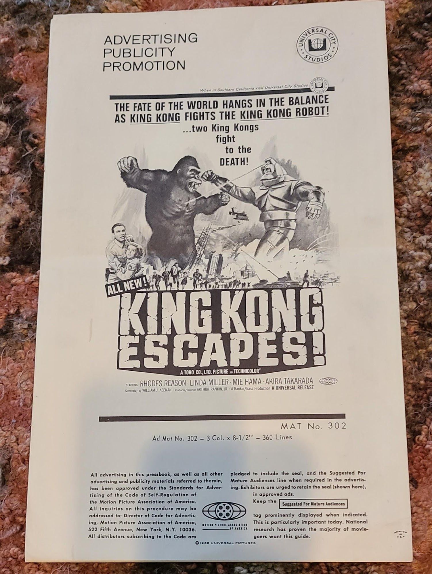King Kong Escapes 1968 Press Books