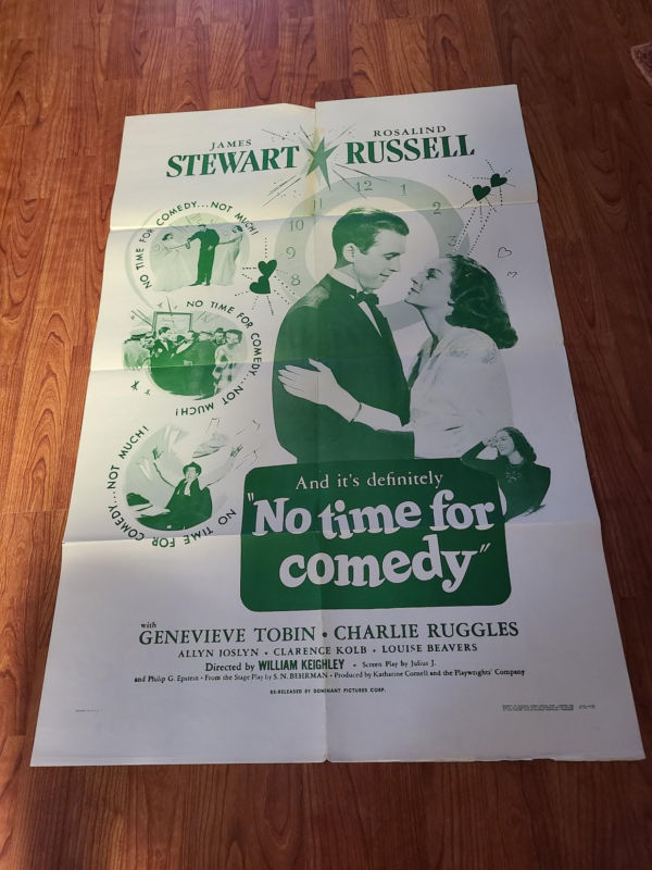 No Time For Comedy 1940 1 Sheets/US