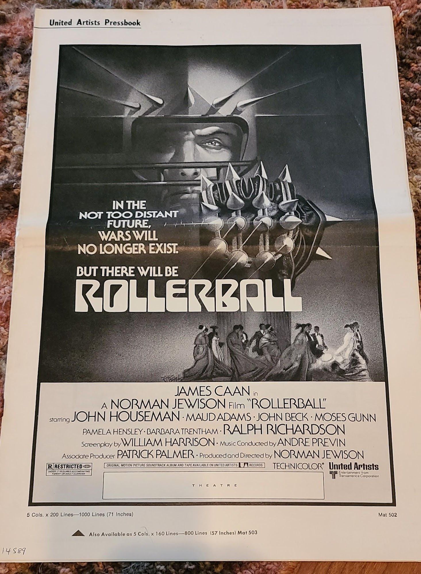 Rollerball 1975 Press Books