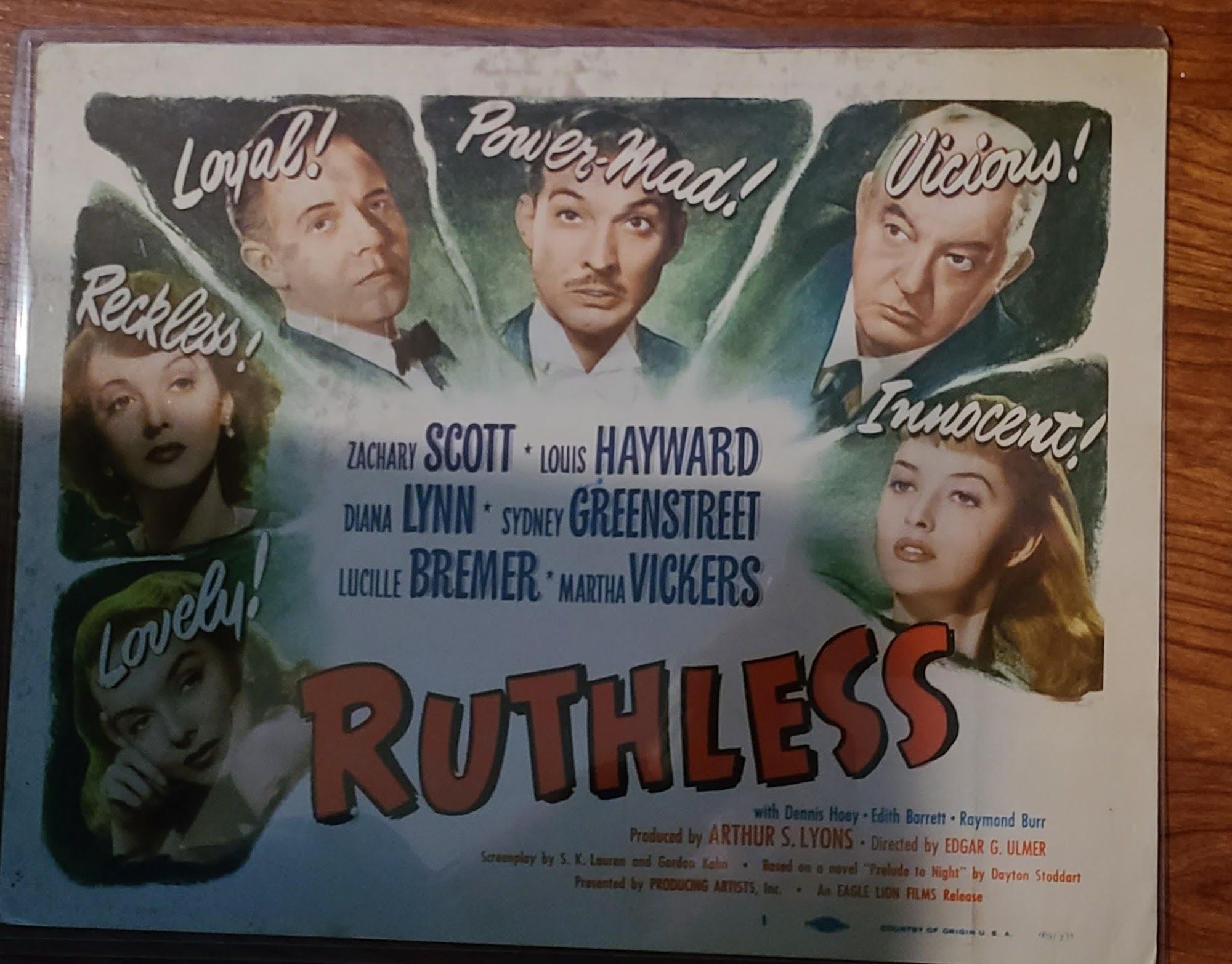 Ruthless 1948 Title Cards