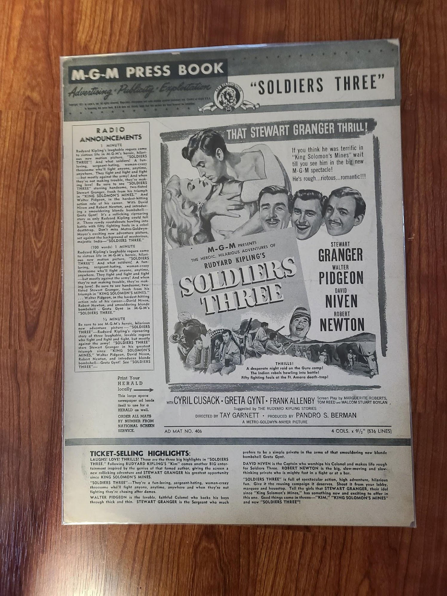 Soldiers Three 1951 Press Books