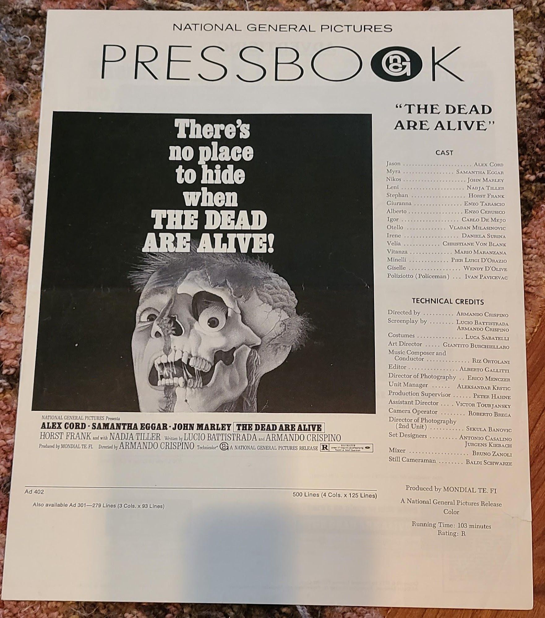 The Dead Are Alive 1972 Press Books