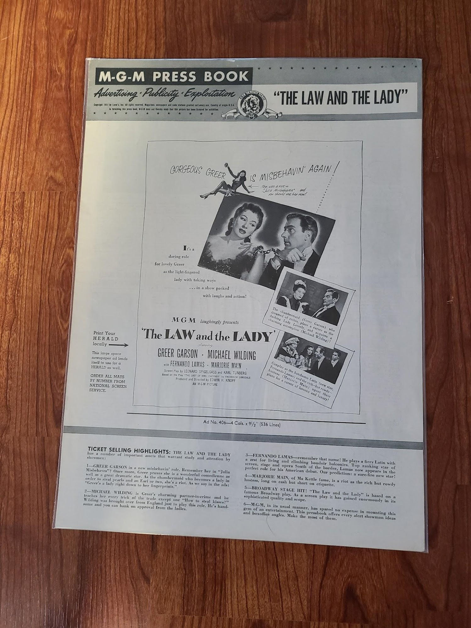 The Law and The Lady 1951 Press Books