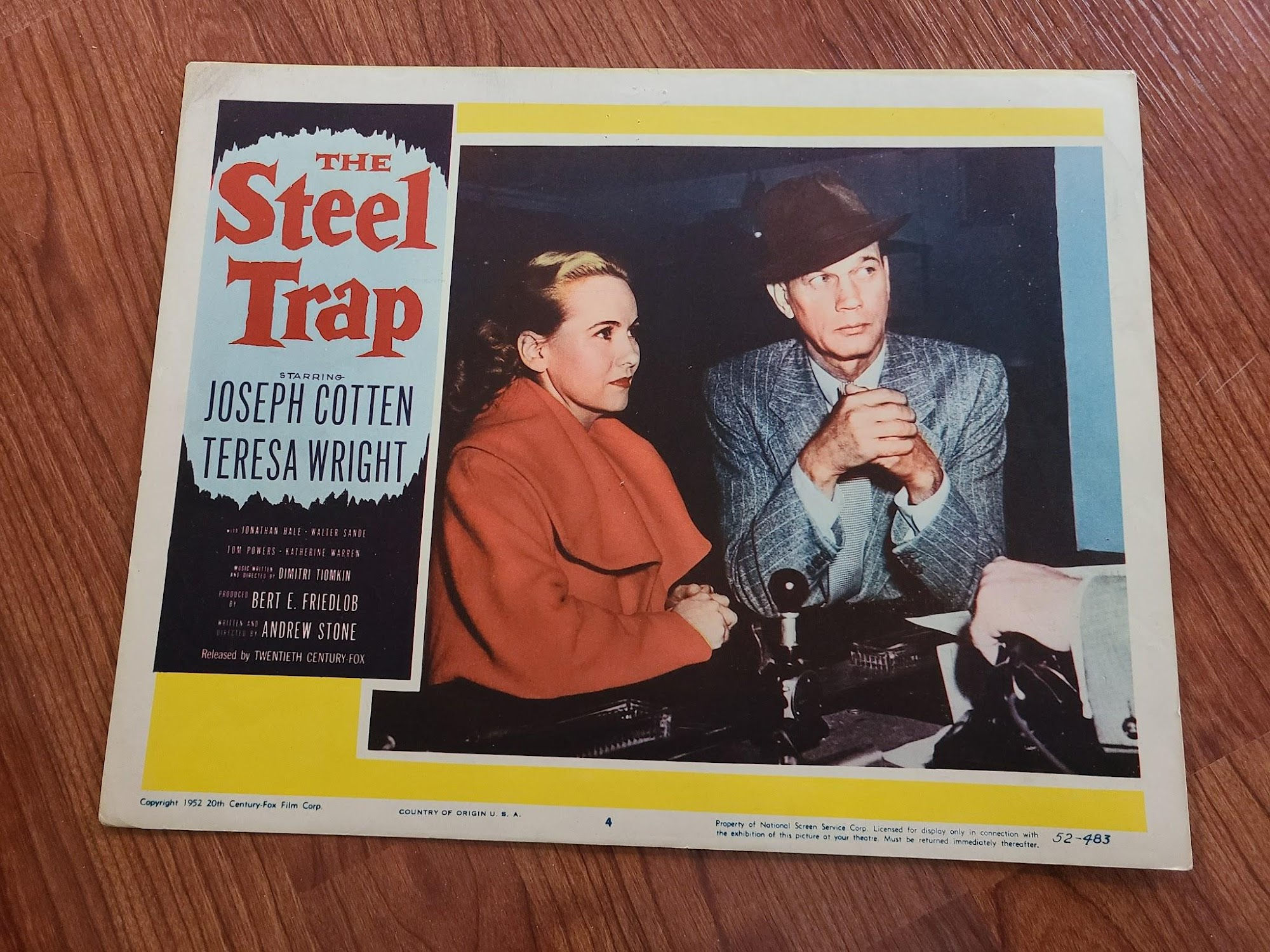 The Steel Trap 1952 General Lobby Cards