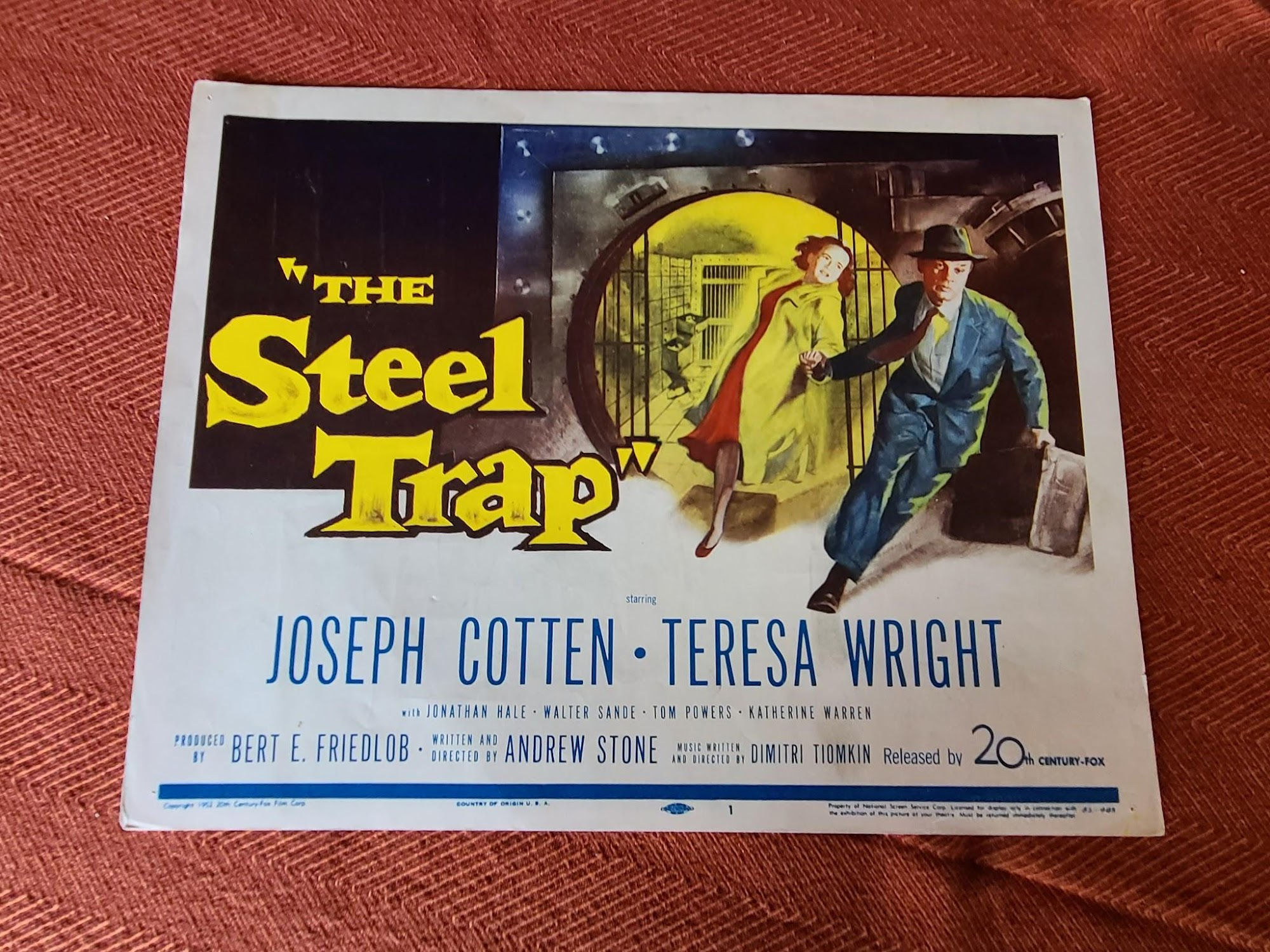 The Steel Trap 1952 Title Cards