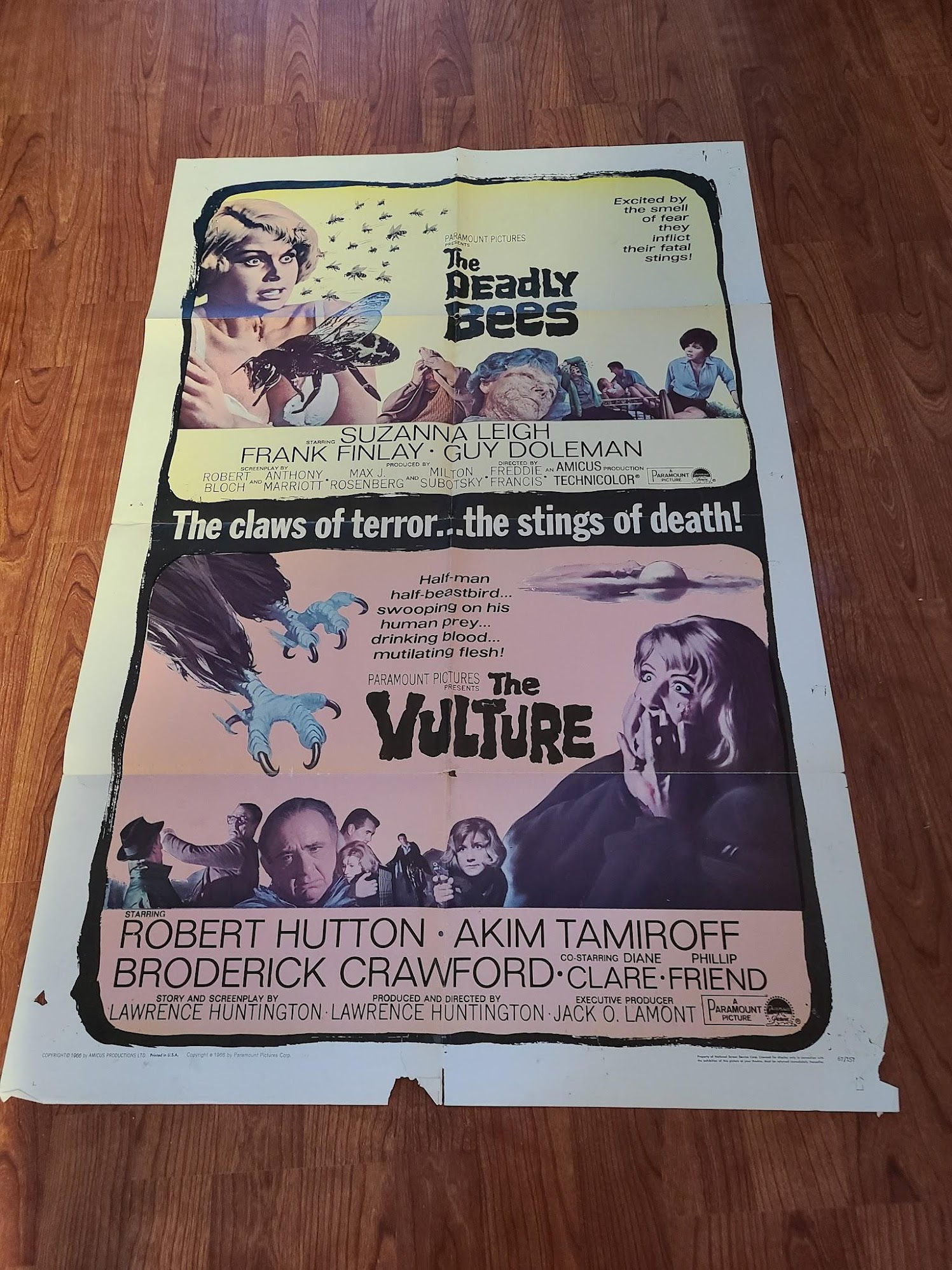 The Vulture/ The Deadly Bees 1967 1 Sheets/US