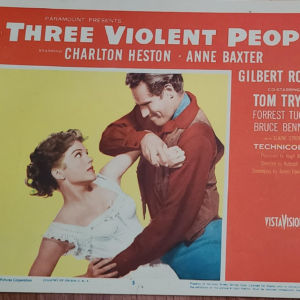 Three Viloent People 1956 Western Lobby Cards