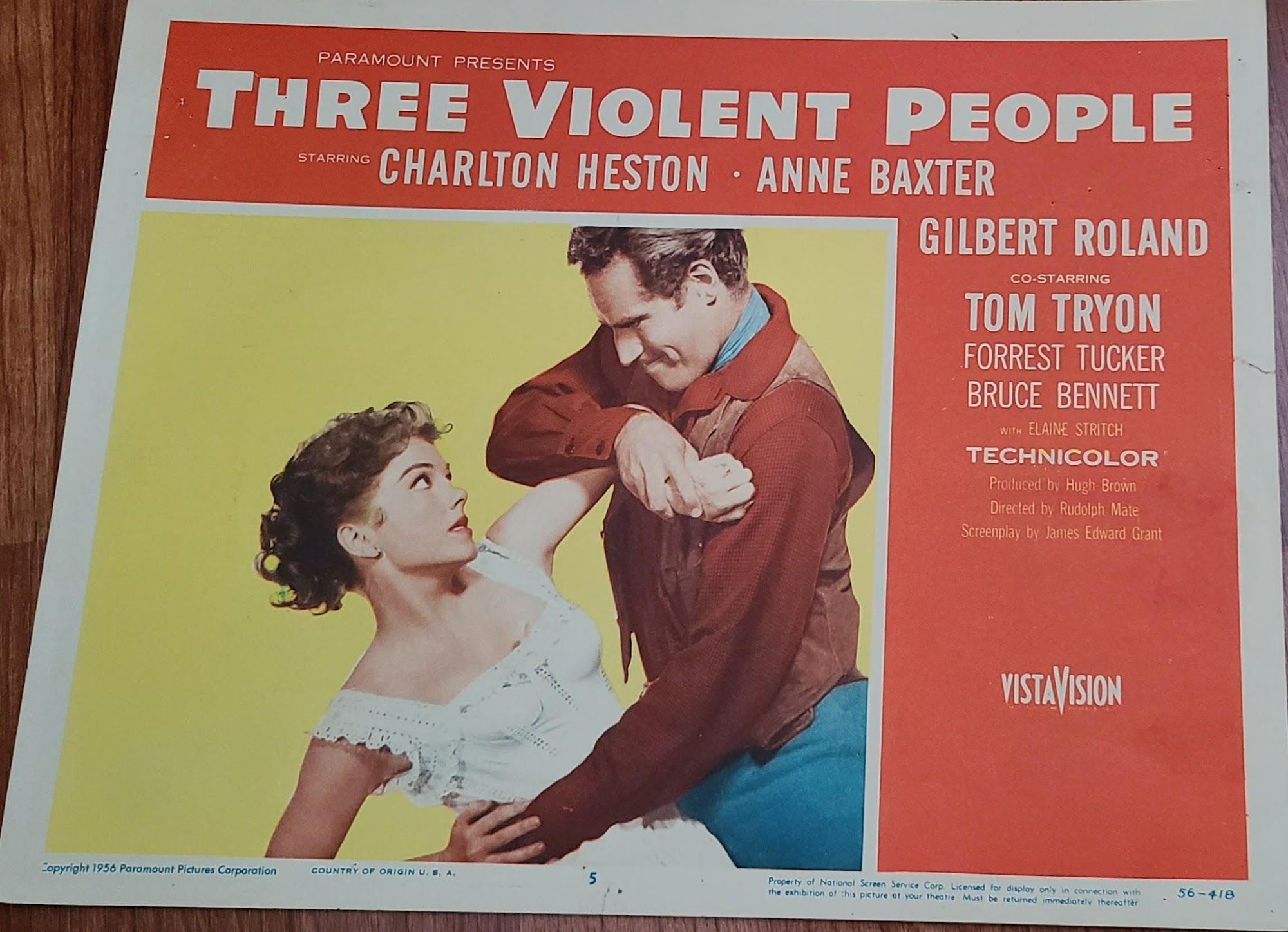 Three Viloent People 1956 Western Lobby Cards