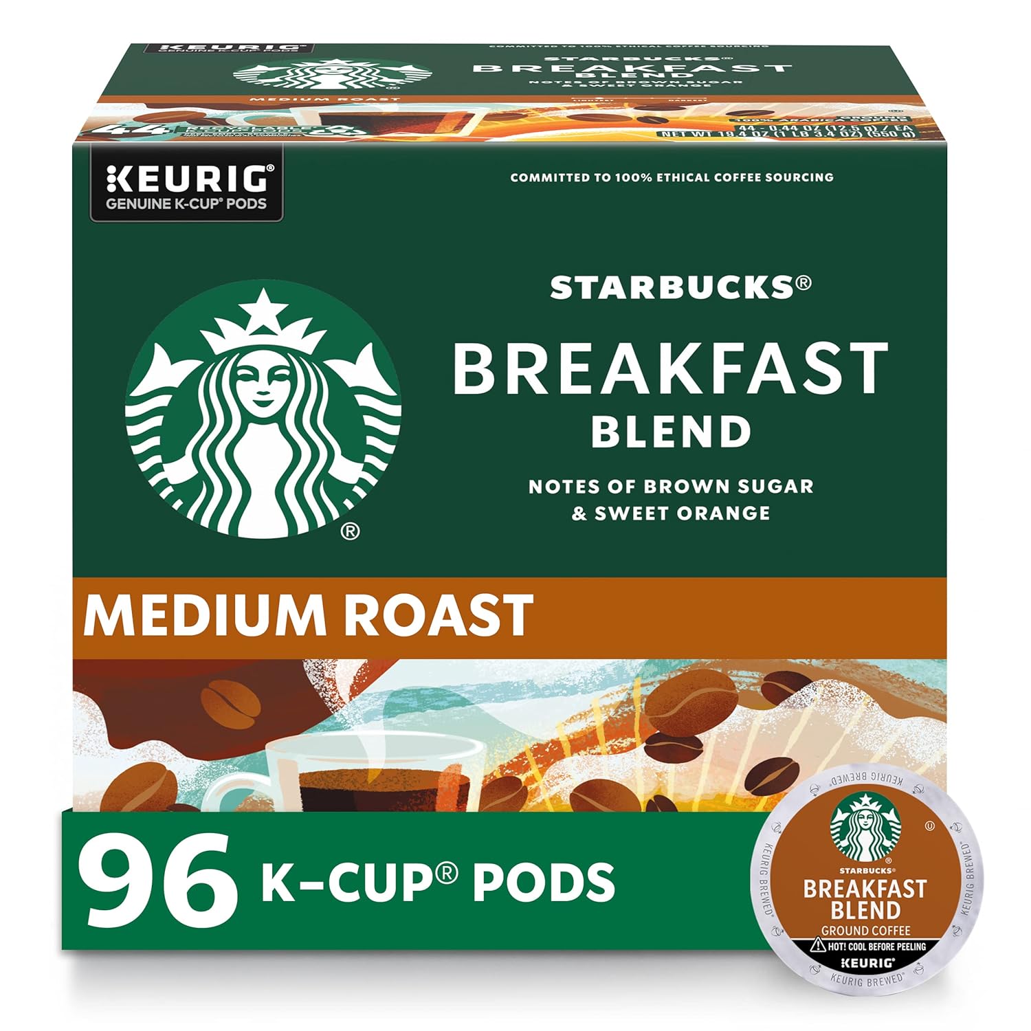 Starbucks Breakfast Blend 96 K-Cup Pods Box