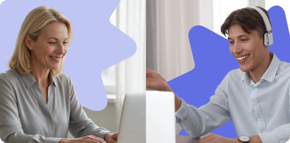 Two accountants learning together online