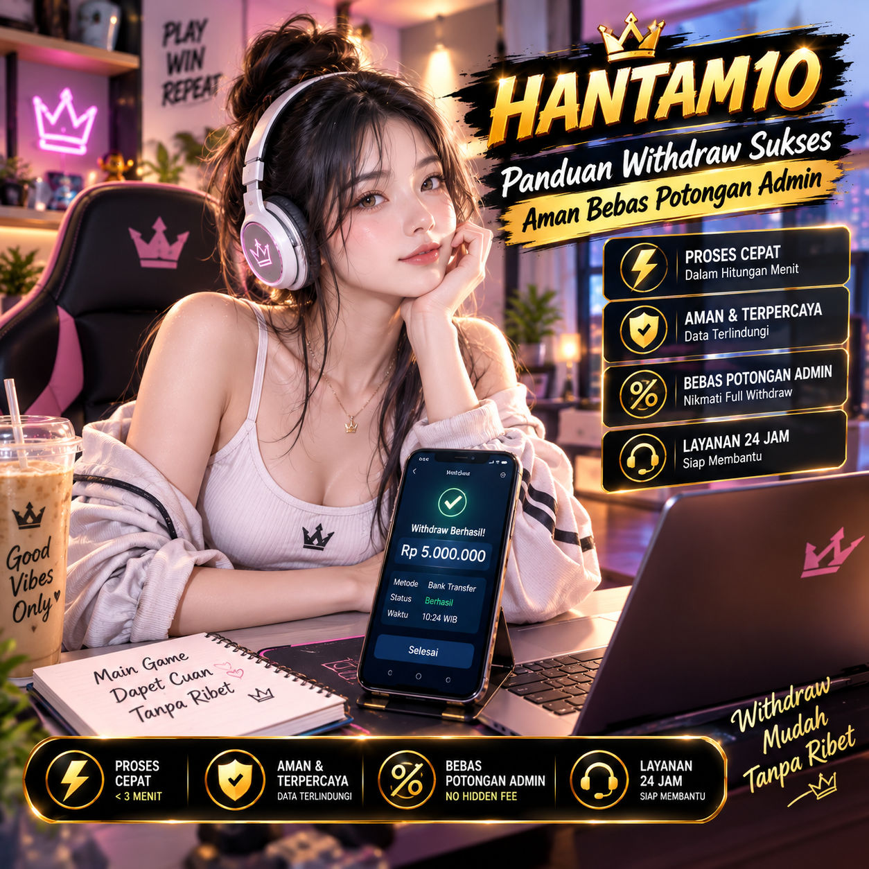 HANTAM10 : Panduan Withdraw Sukses Aman Bebas Potongan Admin