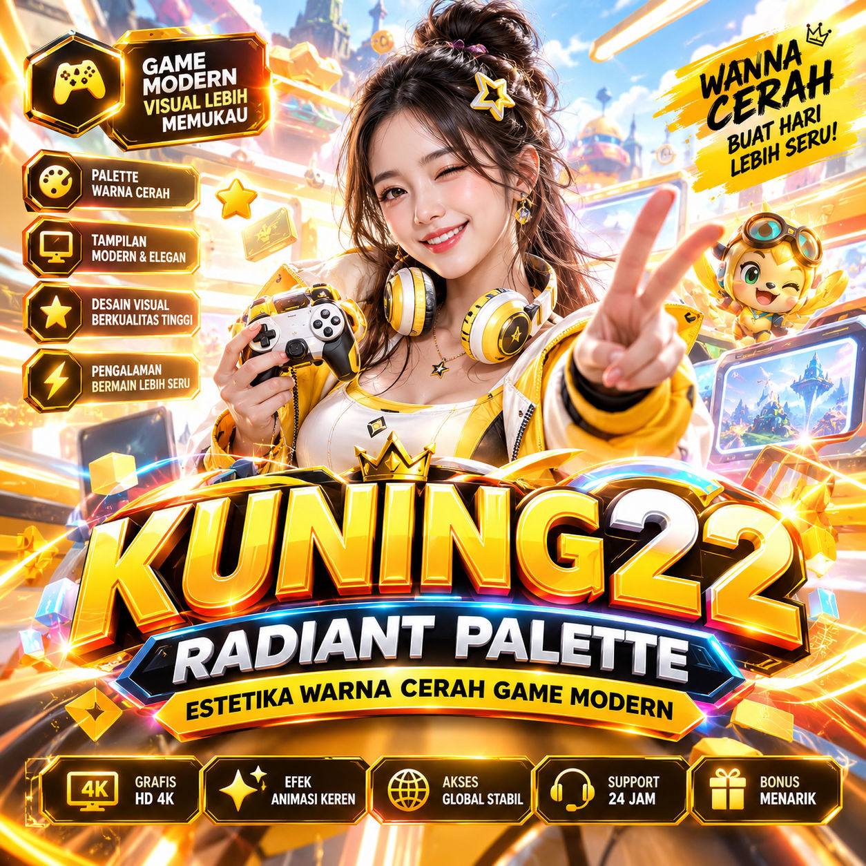 KUNING22 黄 Radiant Palette Estetika Warna Cerah Game Modern