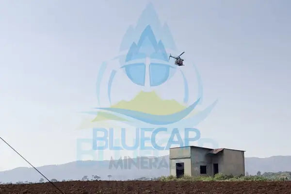 BlueCapHeli® flying a controlled survey line during a field demonstration