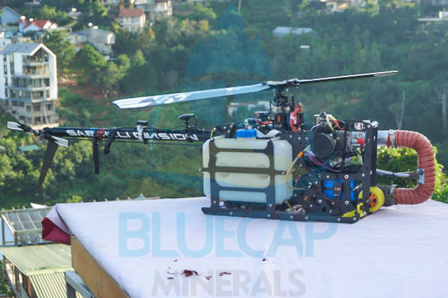 BlueCapHeli® survey helicopter viewed during field preparation