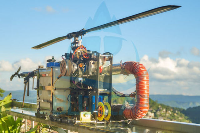 BlueCapHeli® survey helicopter prepared for field deployment
