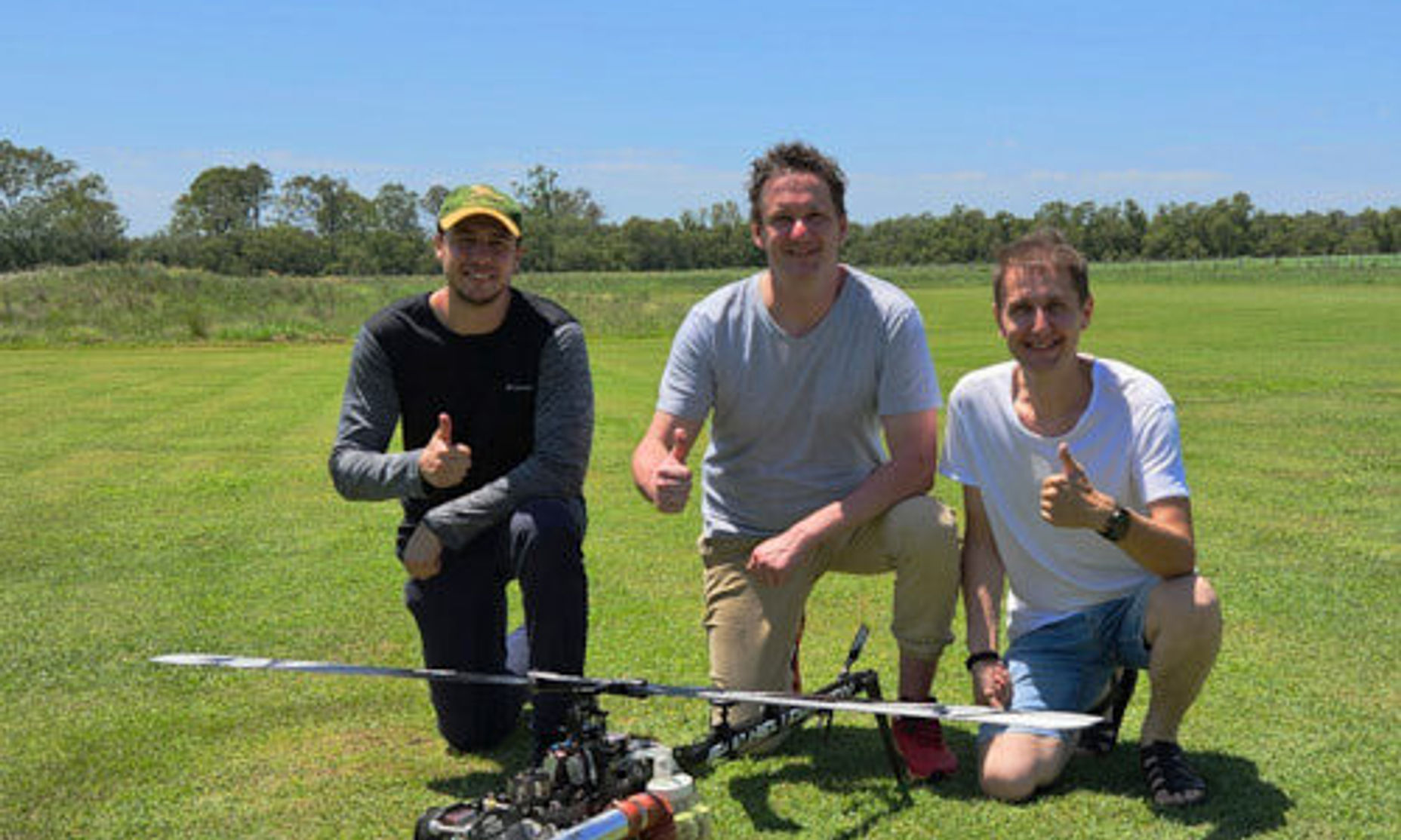 BlueCap remote pilots with survey aircraft during a field deployment in Queensland
