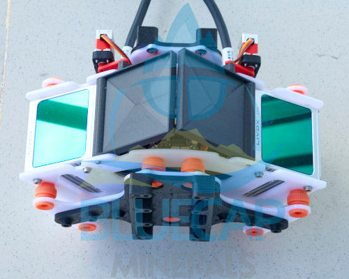Front photograph of the BlueCapLidar® R6F scanner housings, optical windows and vibration dampers
