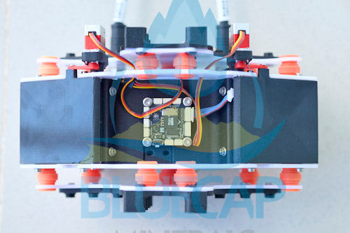 Top photograph of the BlueCapLidar® R6F electronics, cabling and scanner assembly