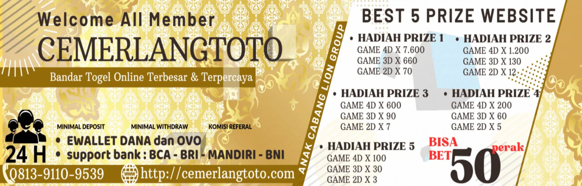 CEMERLANGTOTO >> AGEN TOGEL ONLINE TERBESAR HADIAH 5 PRIZE