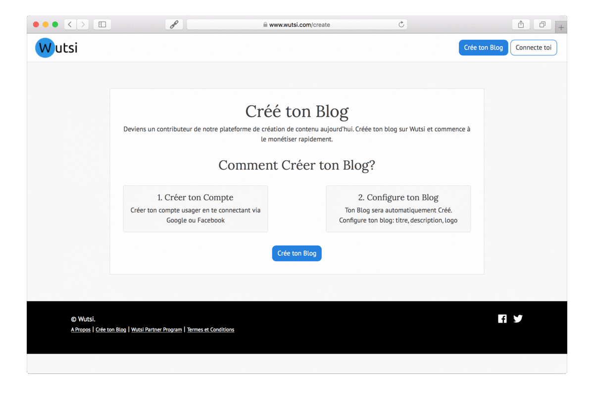 Creation de Blog sur Wutsi