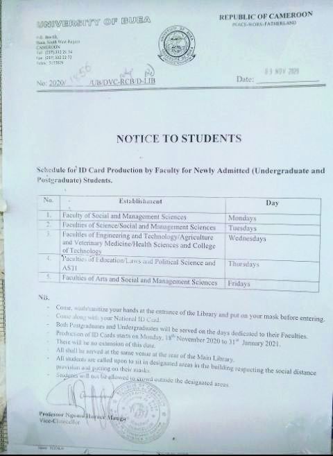 Schedule for ID card production