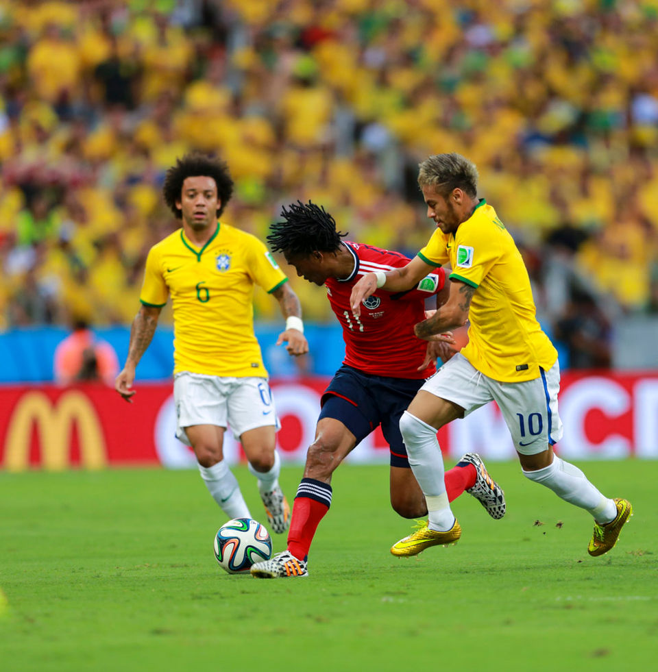 Marcelo, Cuadrado, Neymar par Danilo Borges/copa2014.gov.br - Wikimédia Commons CC BY-SA 3.0 BR