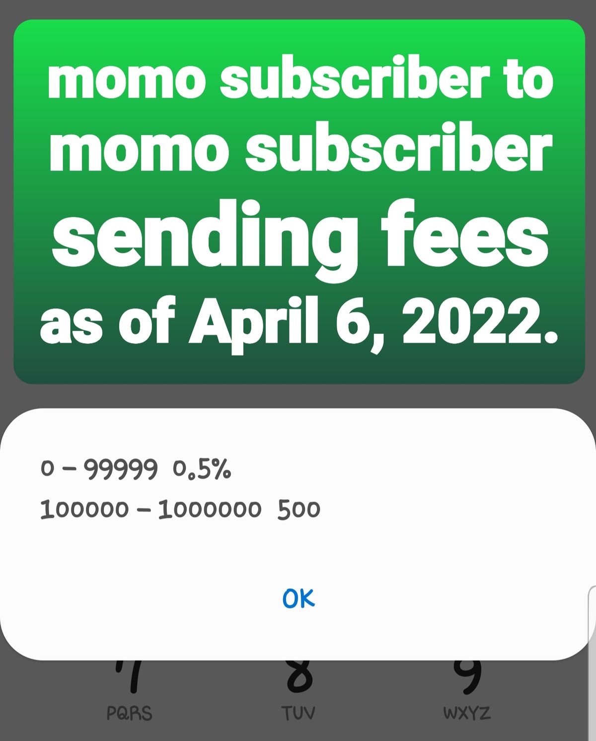 New sending fees with the Momo network