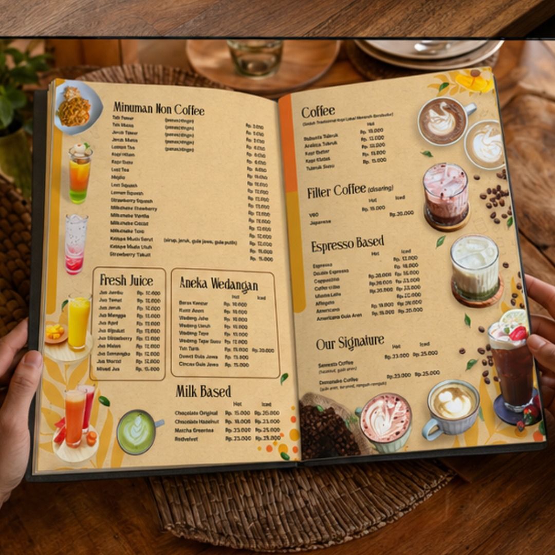 Buku Menu De Menake Magelang — Mockup