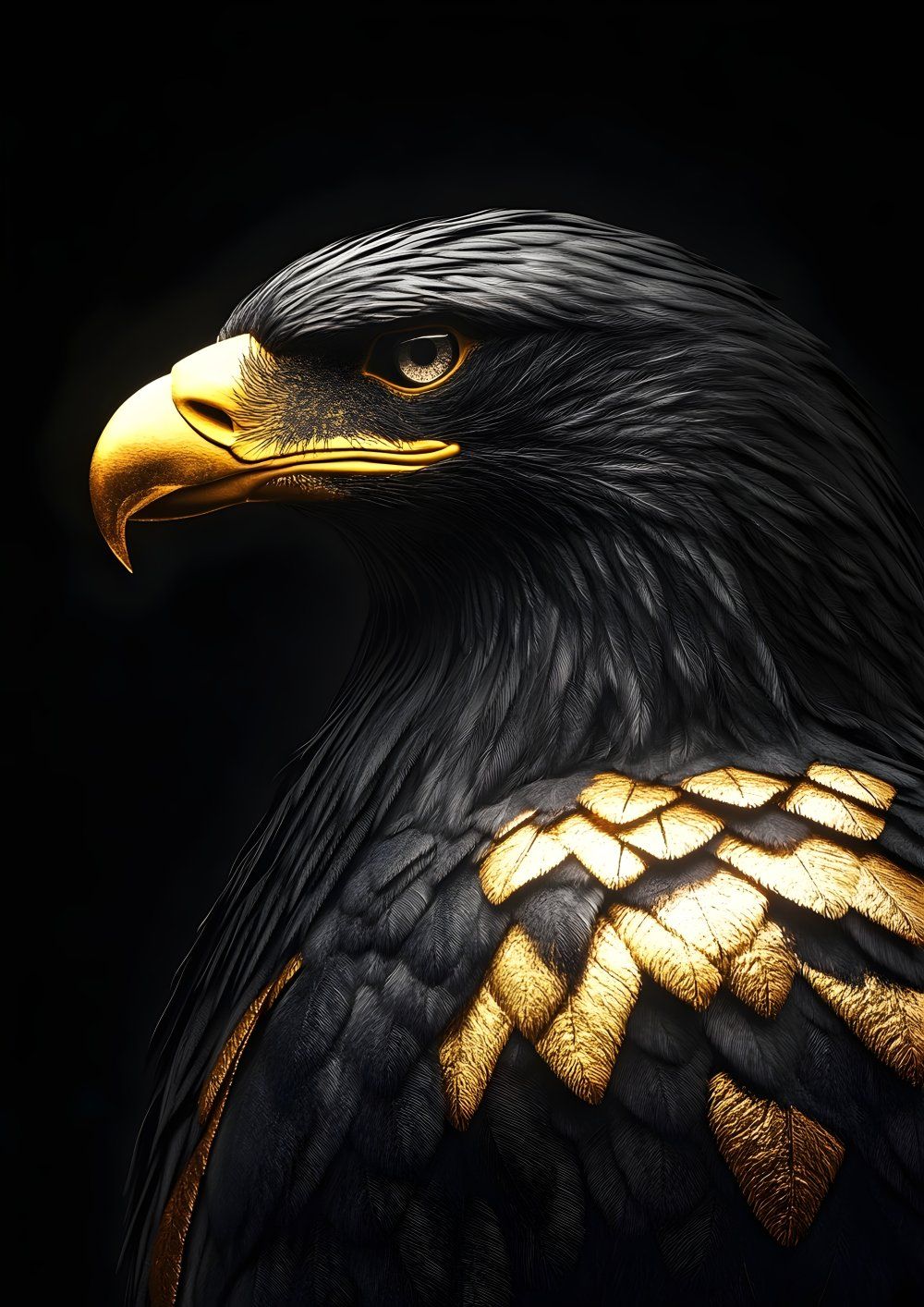 Konten Eagle With Detailed Feather Pattern And Golden Head