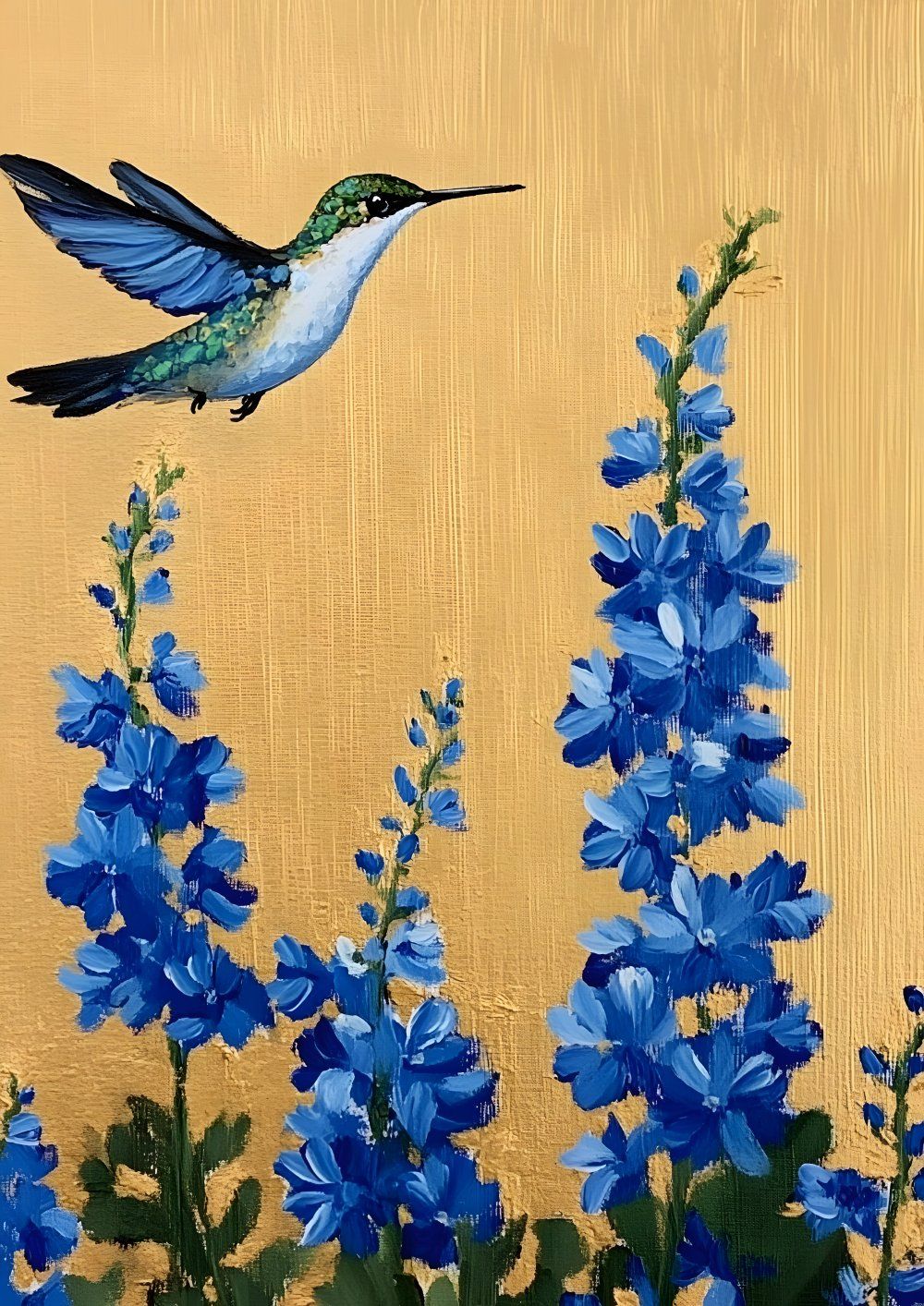 Konten Hummingbird On Blue Flower