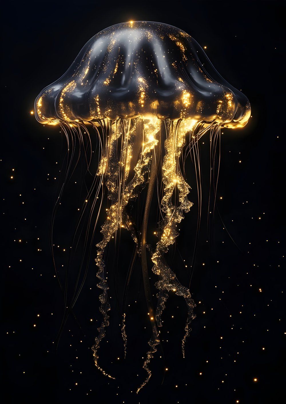 Konten Jellyfish dengan Tentakel yang Berwarna