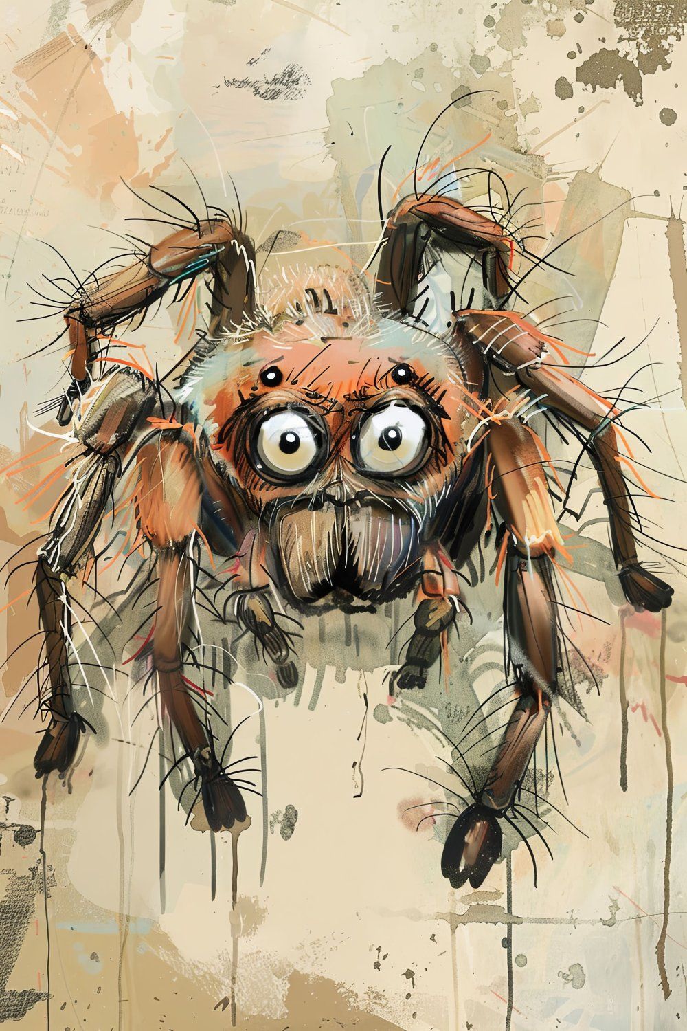 Konten Spider Besar dengan Mata Besar dan Bulu Ketek